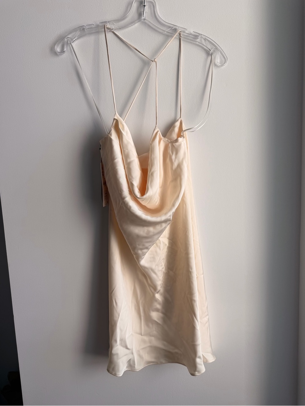 Zara Satin Cowl-Neck Slip Dress in Cream